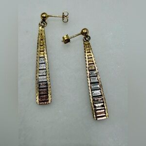 Italian 925 Tri Silver Pierced Earrings